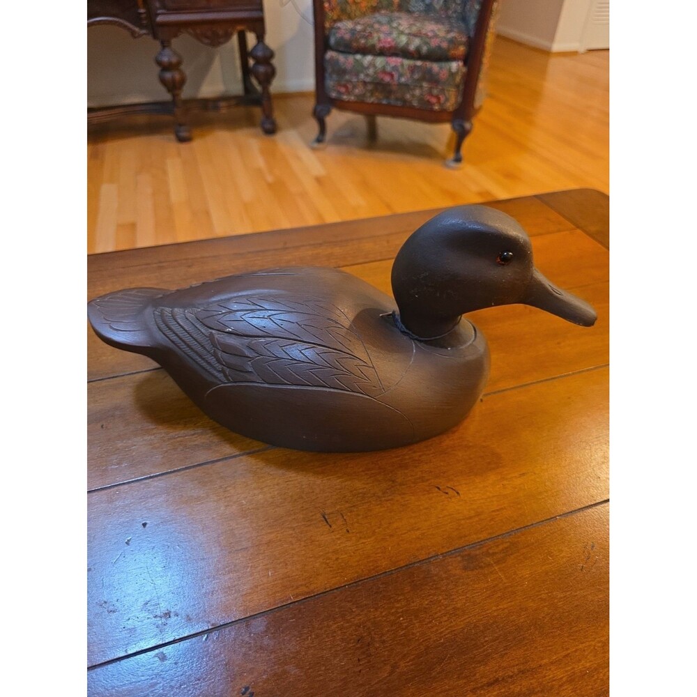 Antique Resin Duck Decoy Statue 14" Shinny Eyes